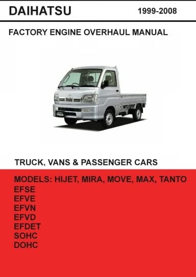 Daihatsu EFSE, EFVE, EFVN, EFDET Series Engine Factory Service Manual 1999 to 2009